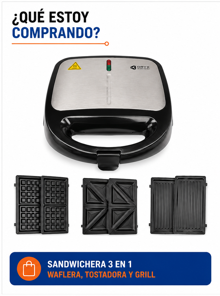 Sandwichera 3 en 1 – Waflera, Tostado
