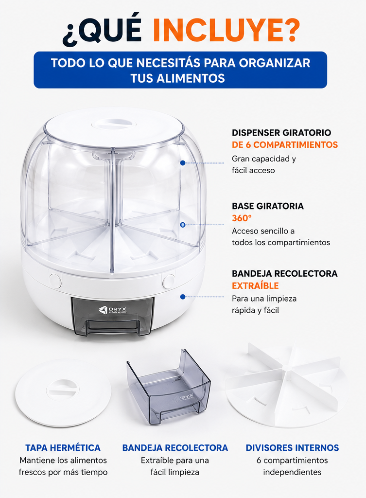 Dispenser Giratorio 6 Compartimentos