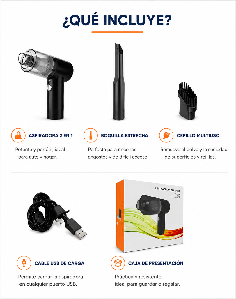 Aspiradora 2 en 1 Para Auto/Casa