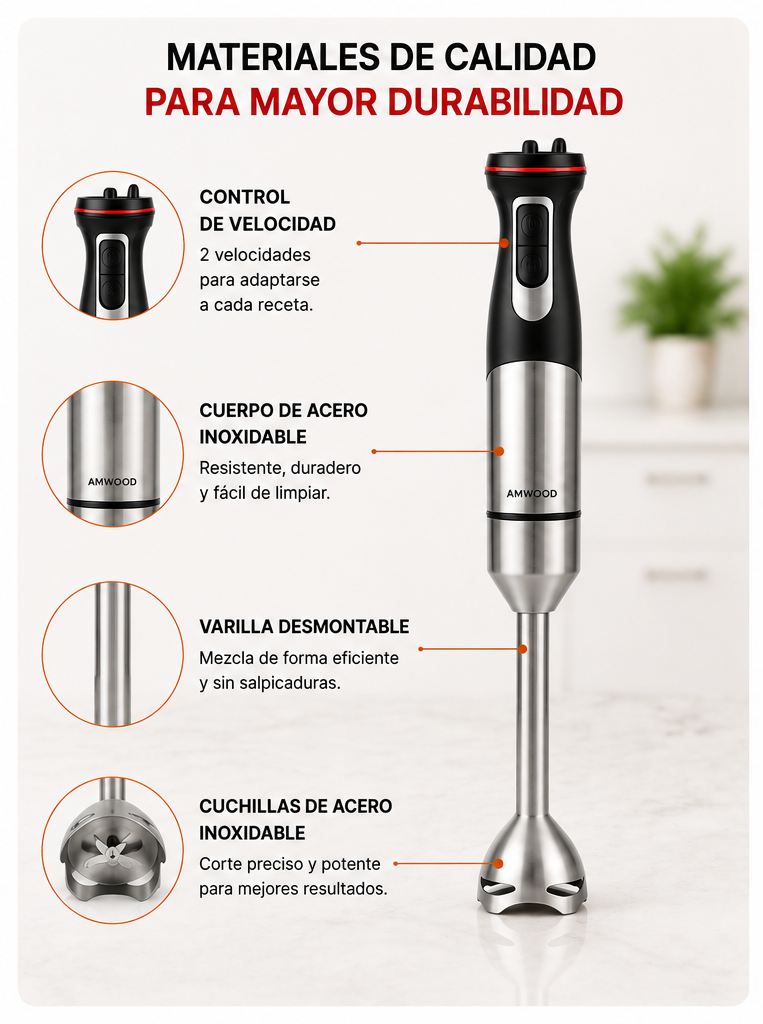Licuadora Mano 4 En 1 800W