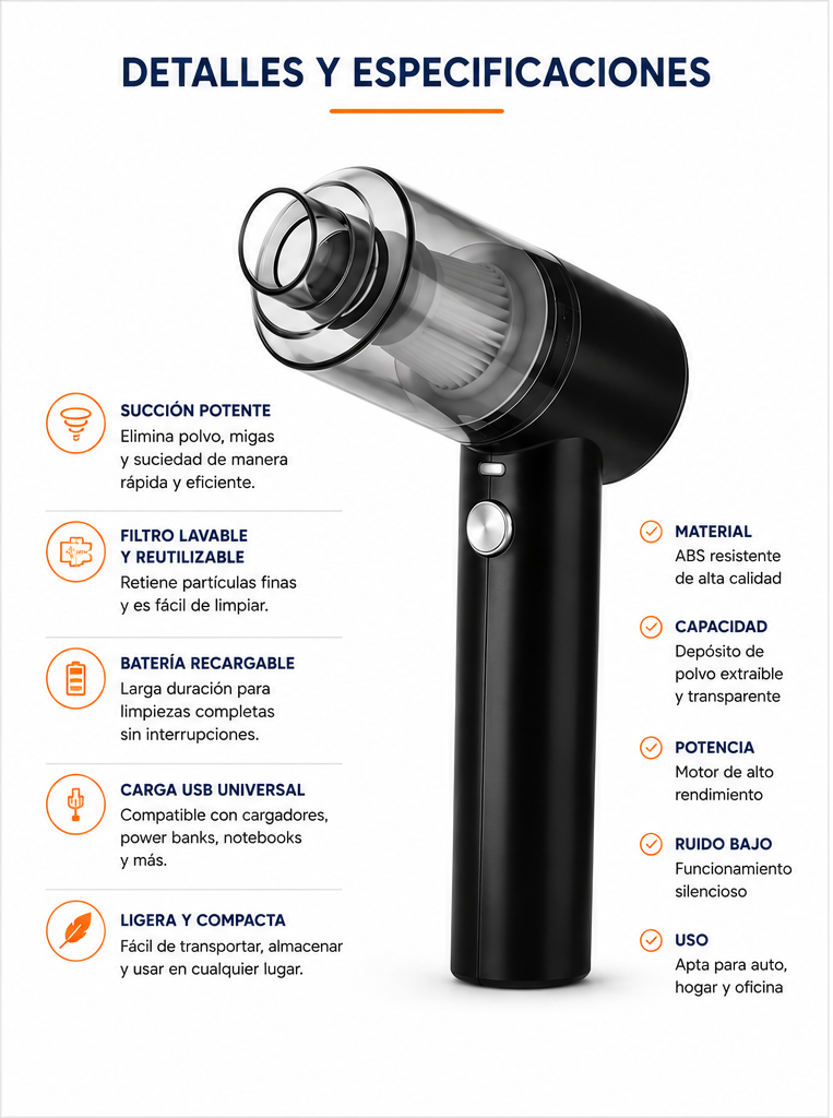 Aspiradora 2 en 1 Para Auto/Casa