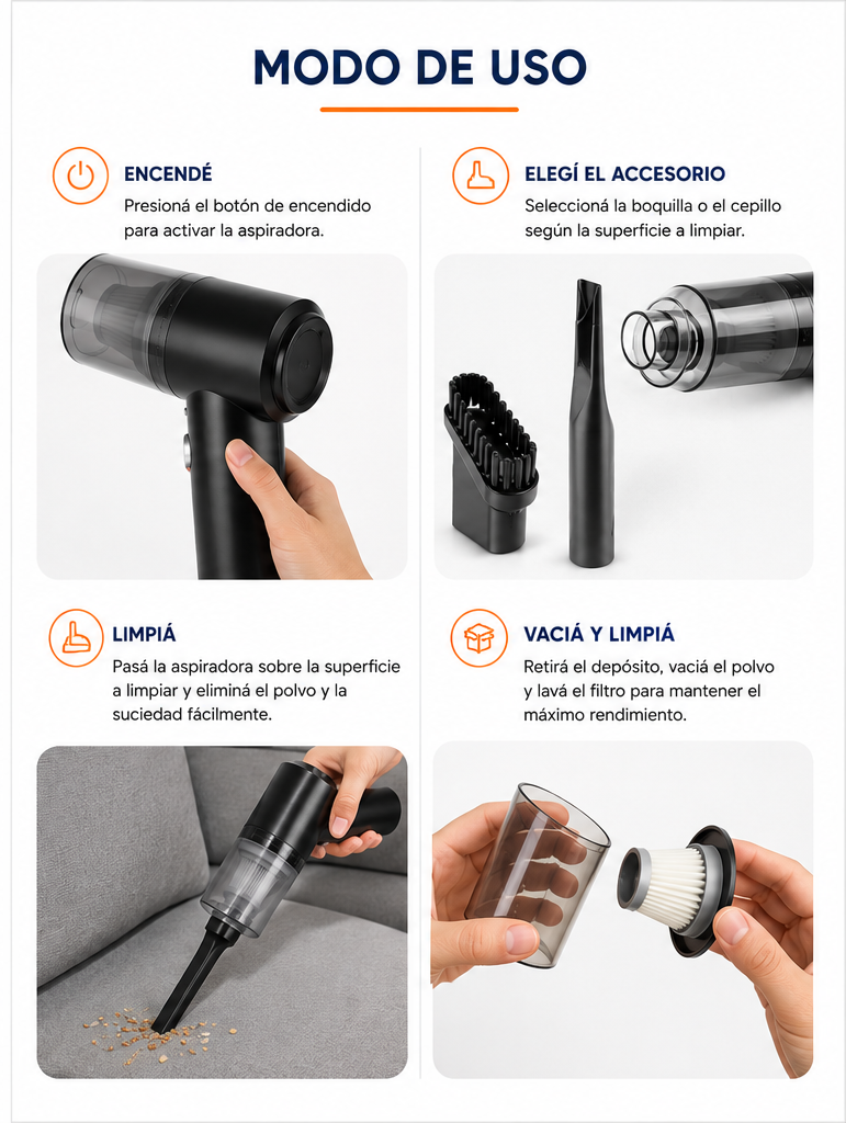Aspiradora 2 en 1 Para Auto/Casa