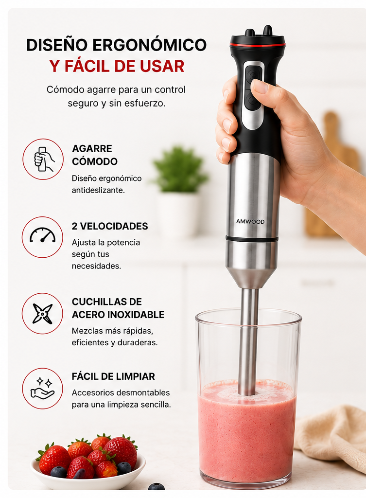 Licuadora Mano 4 En 1 800W