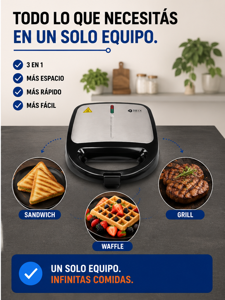Sandwichera 3 en 1 – Waflera, Tostado