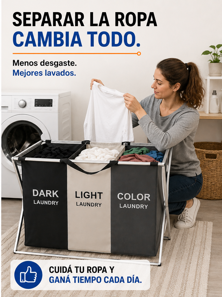 Canasto Cesto Organizador Ropa Sucia x3