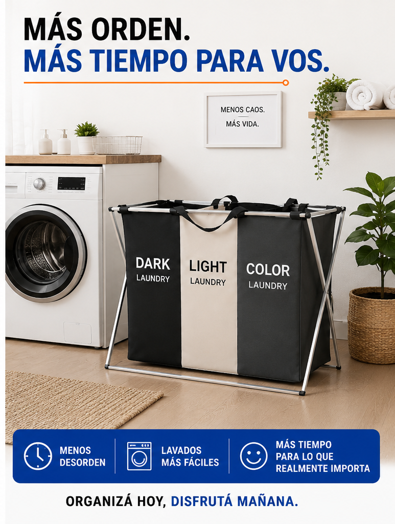 Canasto Cesto Organizador Ropa Sucia x3